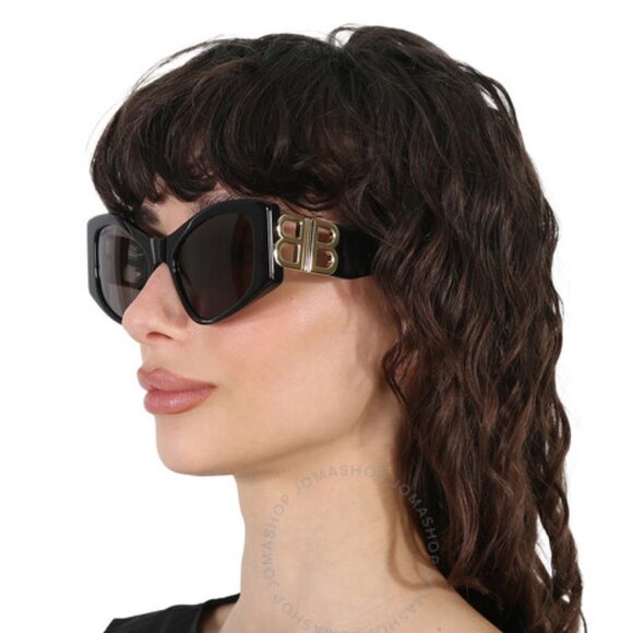 NWT BALENCIAGA SUNGLASSES WOMEN BLACK GOLD CAT EYE EYEWEAR - Picture 1 of 4